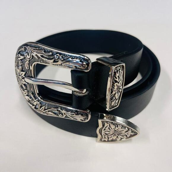 vintage black american western cowboy boho black belt - Picture 6 of 7